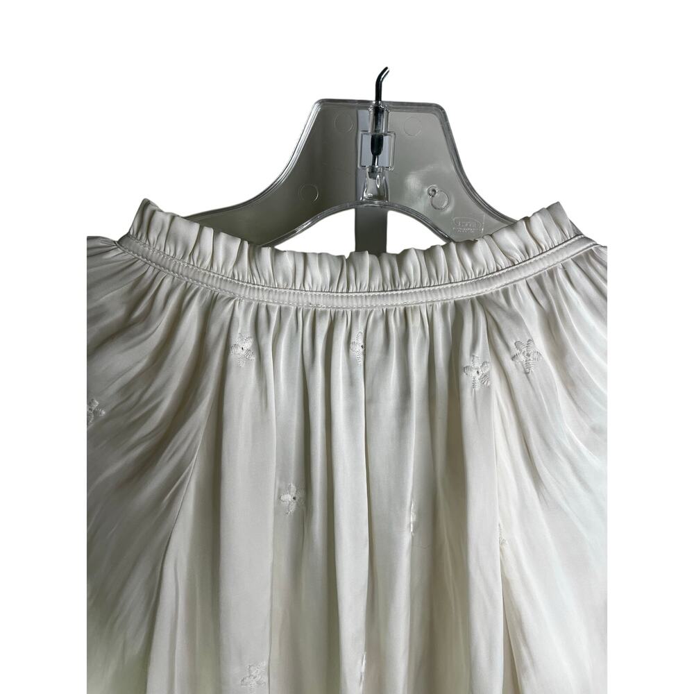 Ulla Johnson Creamy White Peasant Blouse Womens 8 Ruffle Trim Drawstring - Picture 4 of 10
